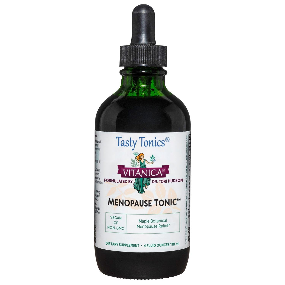 Vitanica Menopause Tonic bottle with maple flavor for daily symptom support