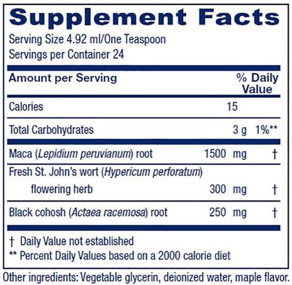 Vitanica Menopause Tonic label closeup highlighting herbal blend