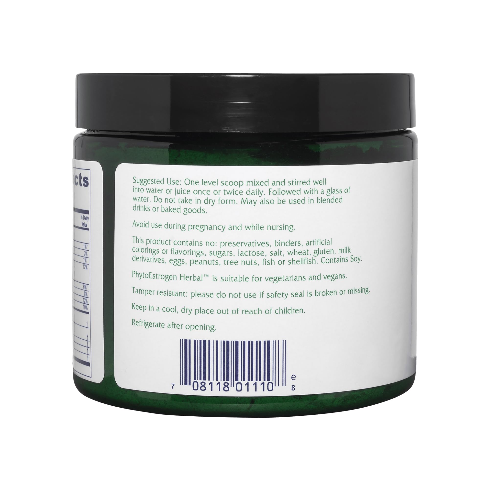 Vitanica PhytoEstrogen label highlights phytoestrogens from flaxseed and soy
