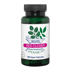 Vitanica Red Clover bottle front showing 60 capsules for menopause support.