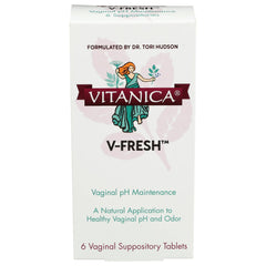 Vitanica V-Fresh box front promoting vaginal pH support