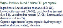 Vitanica V-Probiotics packaging label detailing strains and benefits