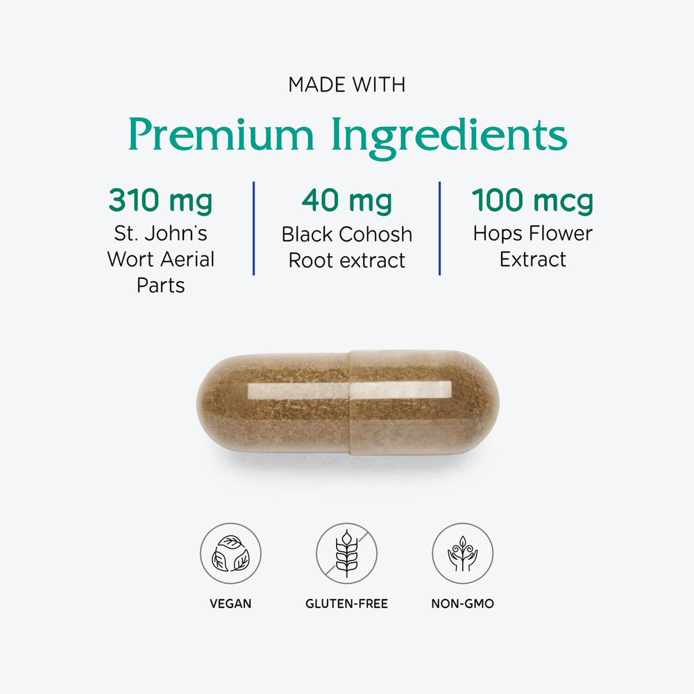 Ingredients panel for Vitanica Woman's Passage showing vegan formulation.