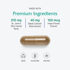 Ingredients panel for Vitanica Woman's Passage showing vegan formulation.