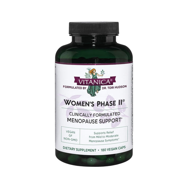 Vitanica Women's Phase II bottle front showing vegan menopause support