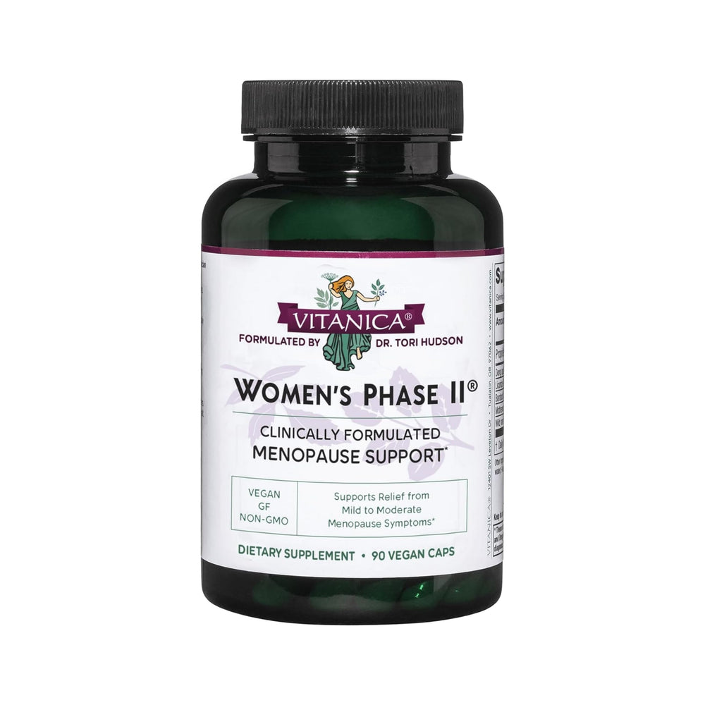 Vitanica Women's Phase II bottle with vegan capsules for menopause support