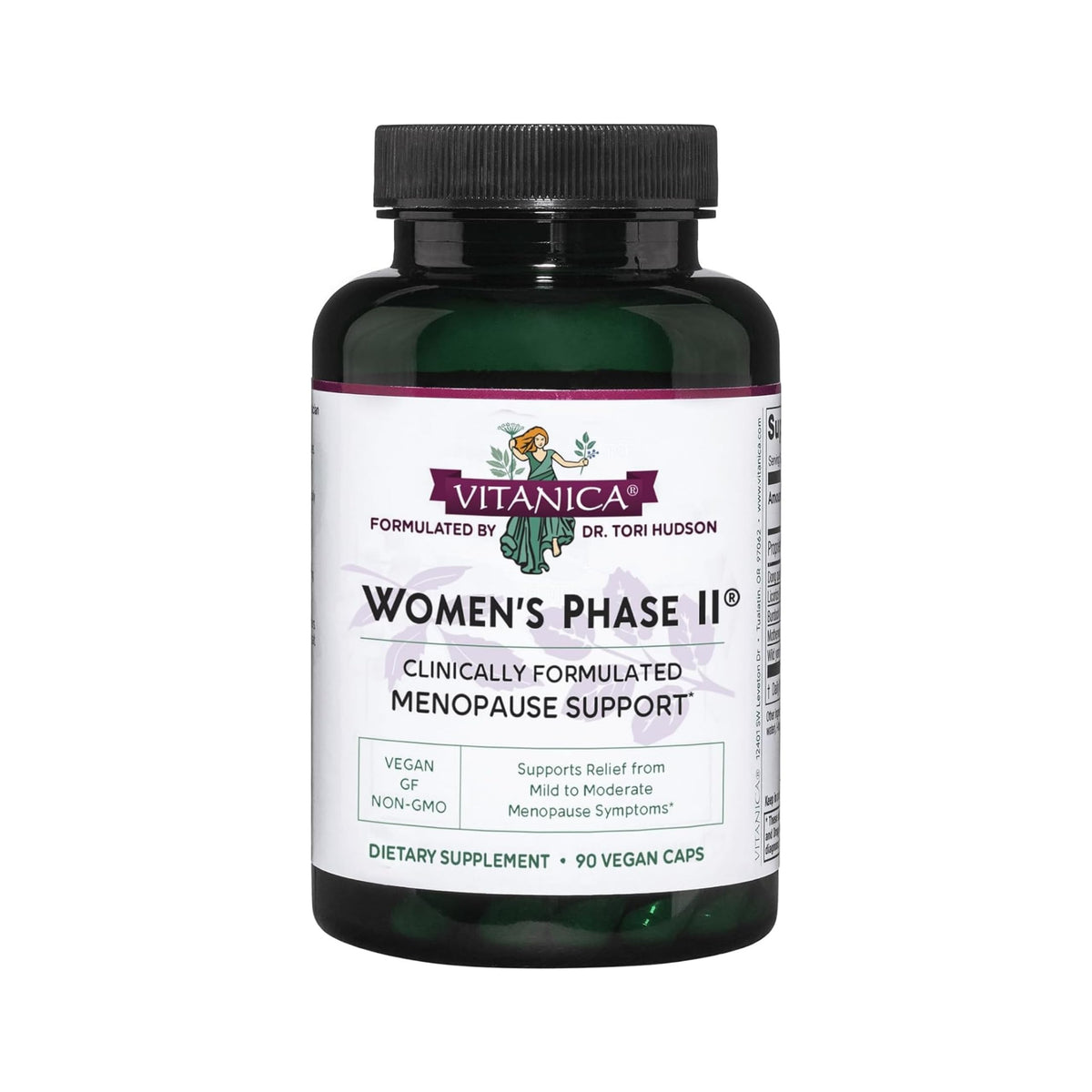 Vitanica Women's Phase II bottle with vegan capsules for menopause support