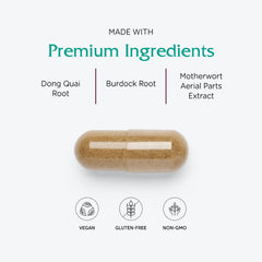 Vitanica Women's Phase II label details indicate organic and wild-crafted herbs