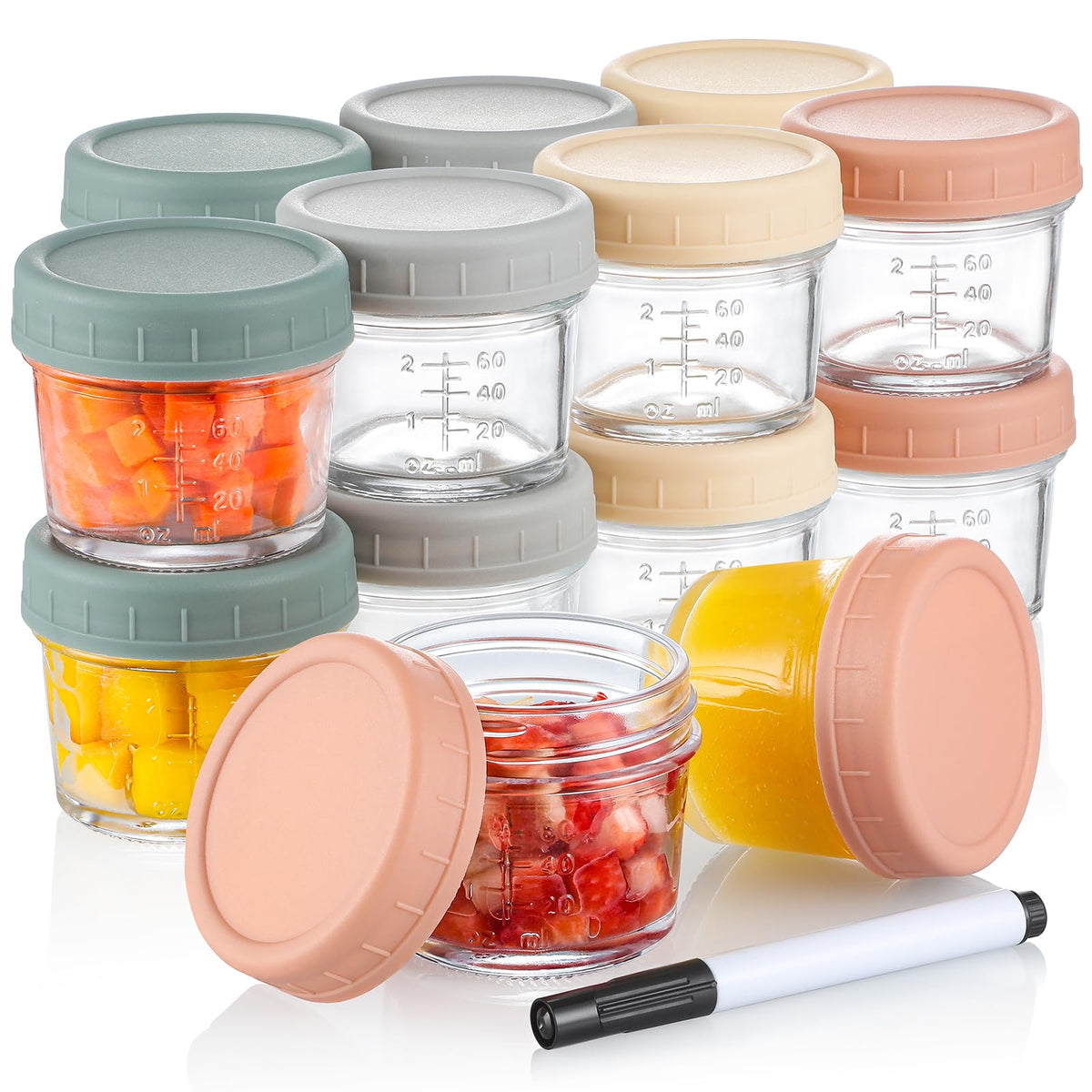 VITEVER glass 4 oz jar, clear view for precise portions and easy labeling.