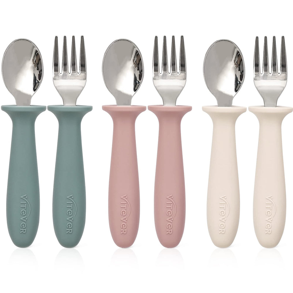 VITEVER rose spoon for toddler utensils supports independent eating with a comfortable grip
