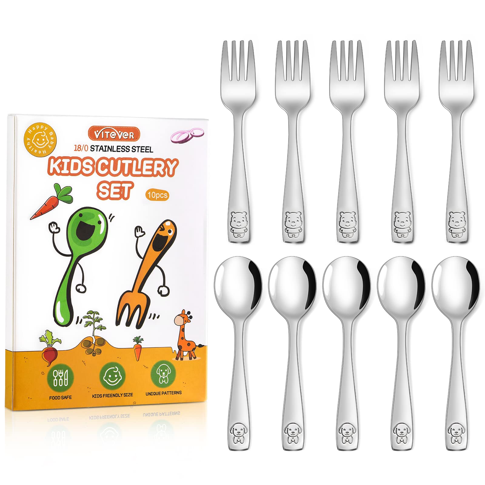 VITEVER toddler utensils set, 10-piece, ideal for independent eating