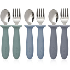 VITEVER toddler utensils set with spoon and fork for independent eating.