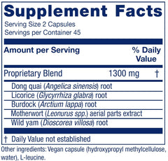 Vitanica Women's Phase II bottle label showcasing vegan, organic herbal blend for menopause support.