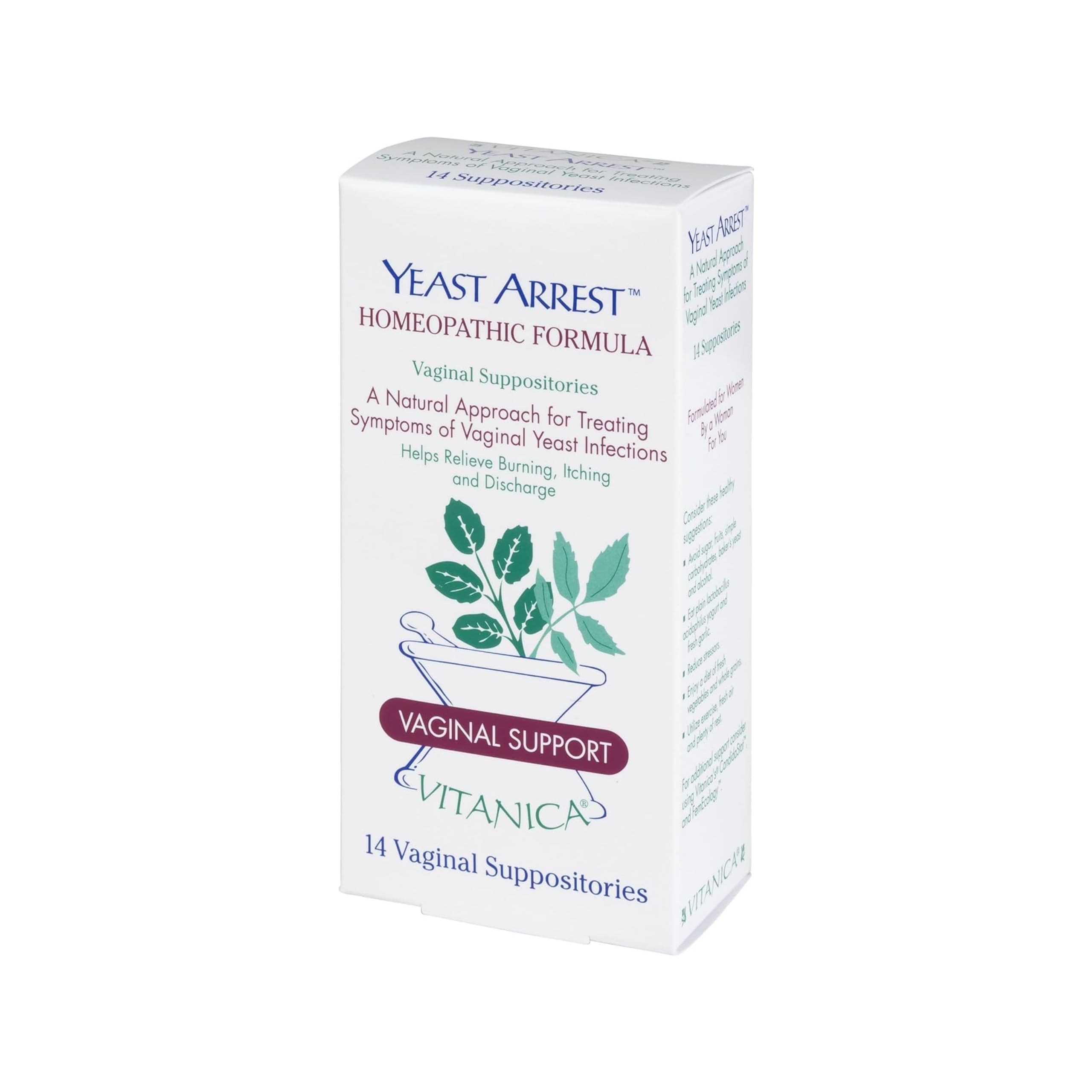 Vitanica Yeast Arrest packaging with brand and product name highlights