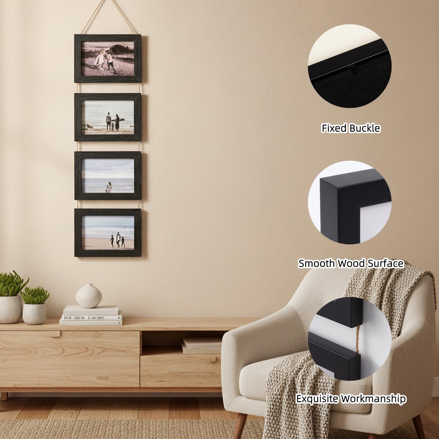 Vittqsuier 23-inch vertical frame displaying pregnancy and newborn photos elegantly.