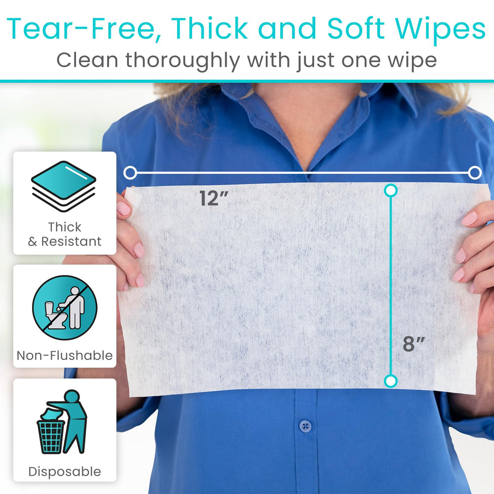 Vive 8x12-inch wipes laid flat to show coverage area.