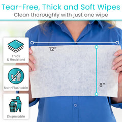 Vive 8x12-inch wipes laid flat to show coverage area.