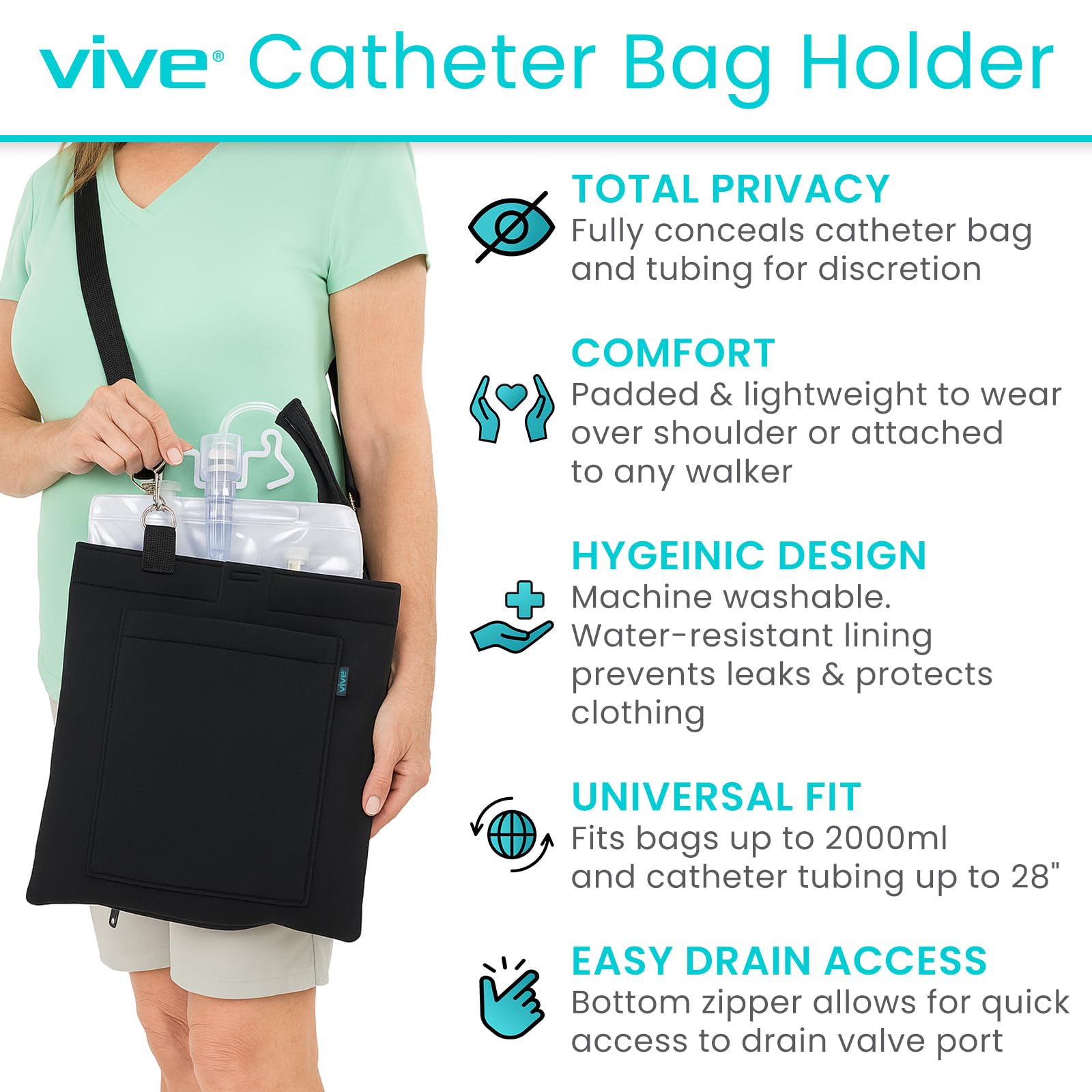 Vive bag holder leakproof lining protects clothing from spills