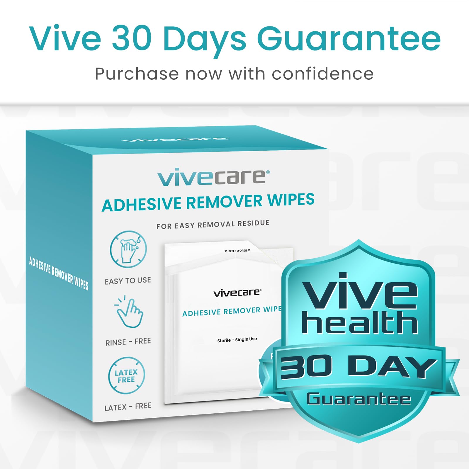 ViveCare guarantee badge on package communicates confidence