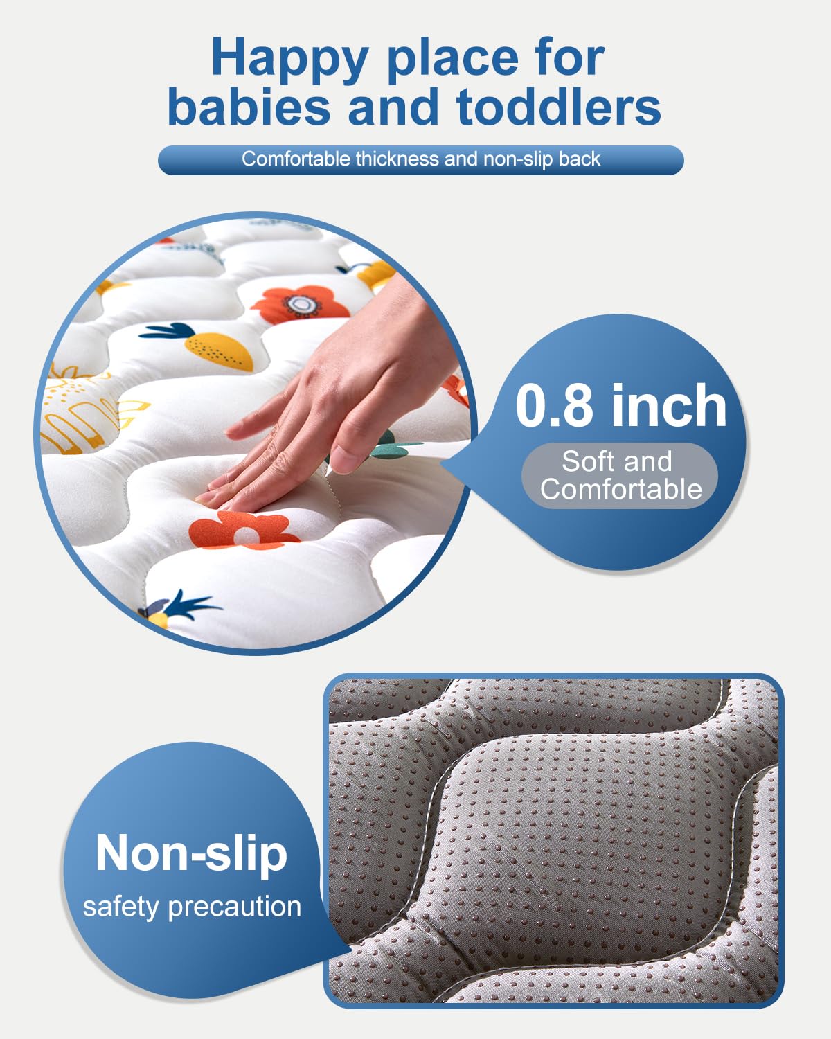 VIVIDVIBEBEARPAS 50-inch square mat creates a generous crawling zone.