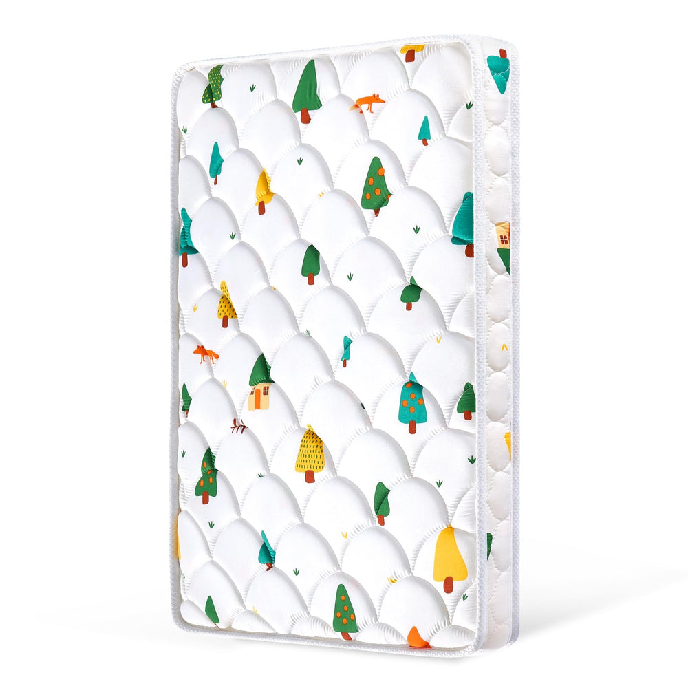 VIVIDVIBEBEARPAS mini crib mattress setup shows secure fit and comfort