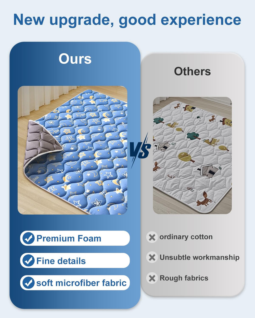 Non-slip backing on the VIVIDVIBEBEARPAS mat helps reduce slips while learning to stand