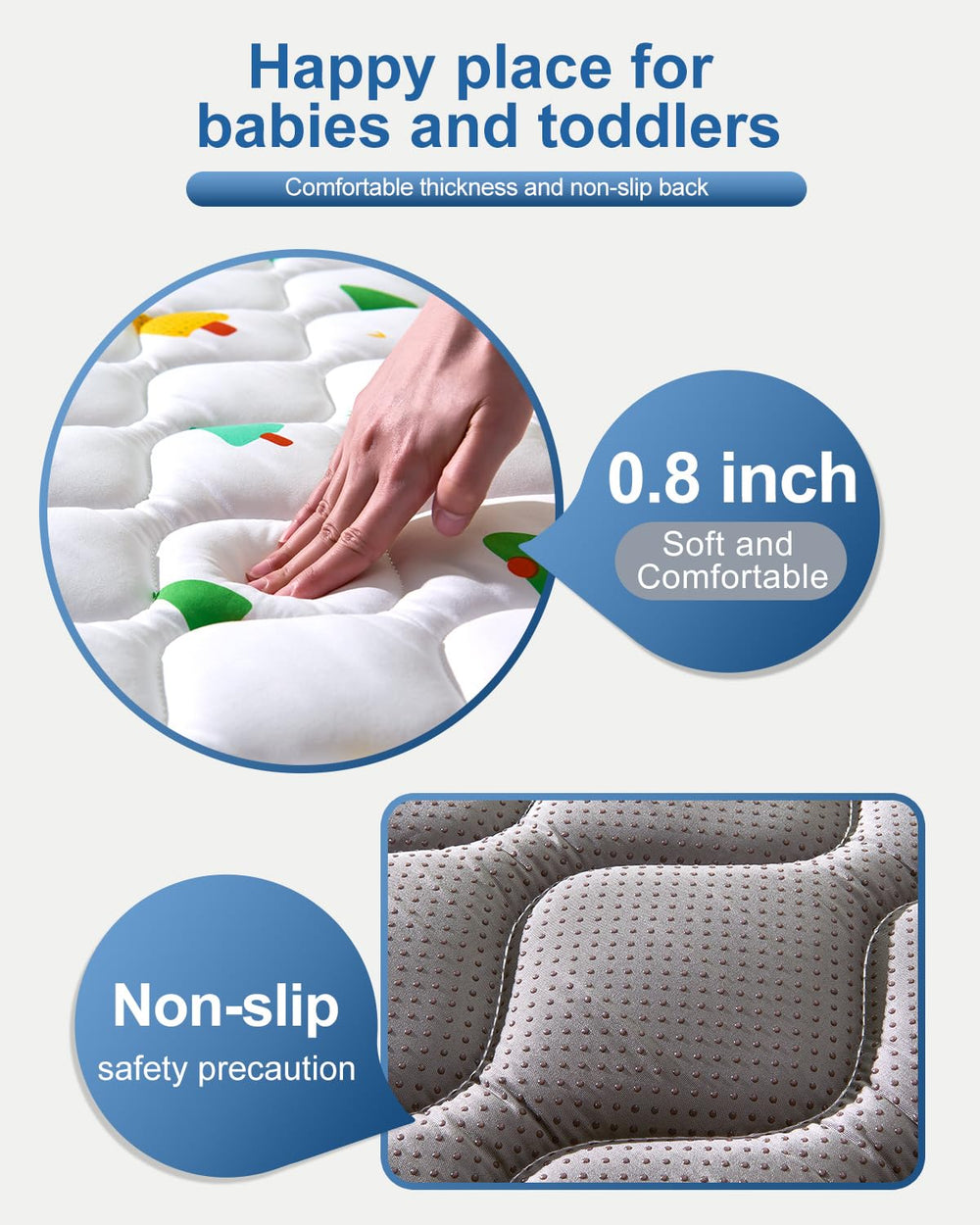 VIVIDVIBEBEARPAS non-slip-diamond-texture enhances grip on hard floors.