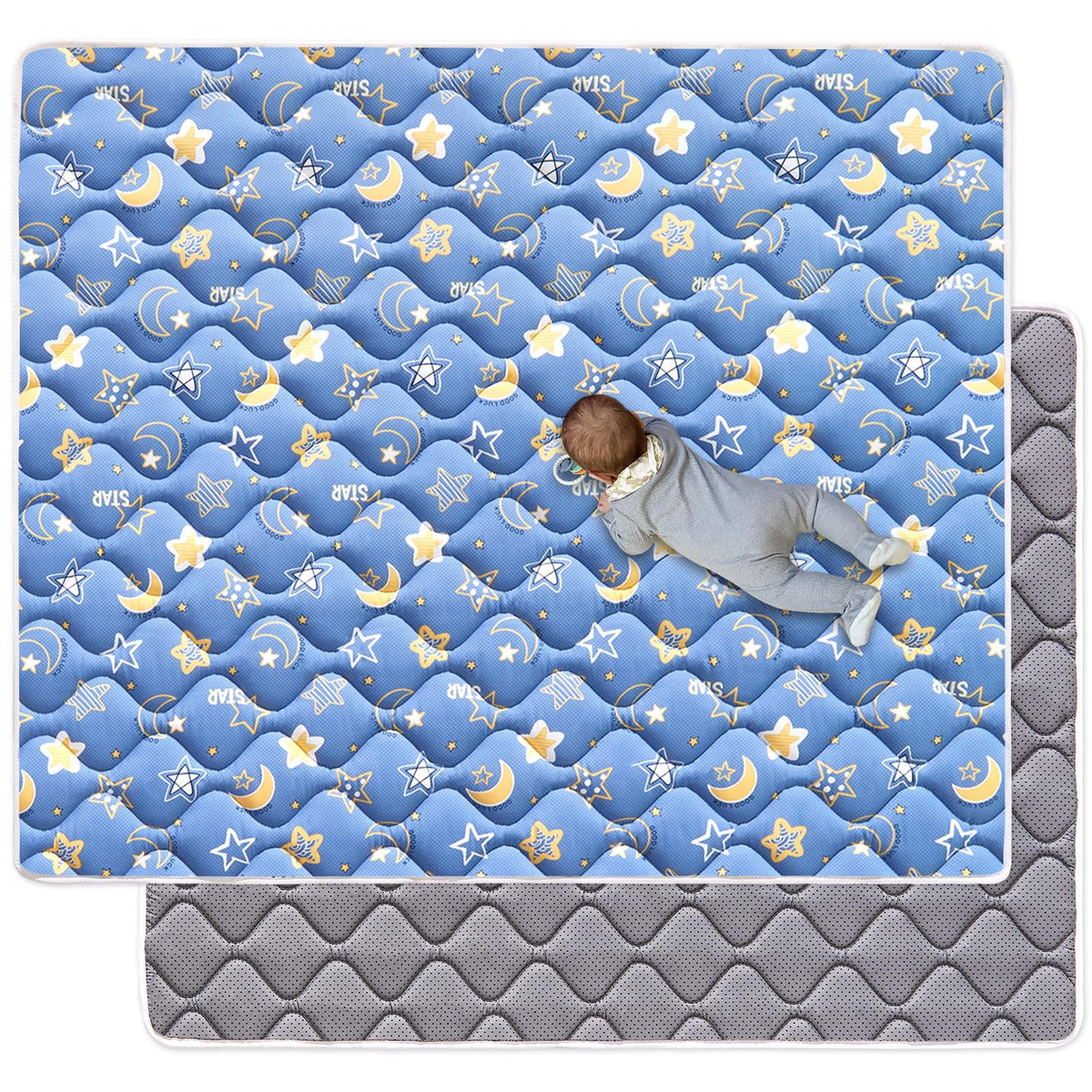VIVIDVIBEBEARPAS odorless play mat offers a large, safe floor area for babies to explore
