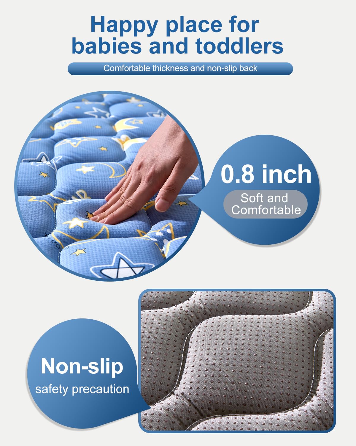 Reinforced stitching on the VIVIDVIBEBEARPAS mat enhances durability for daily use