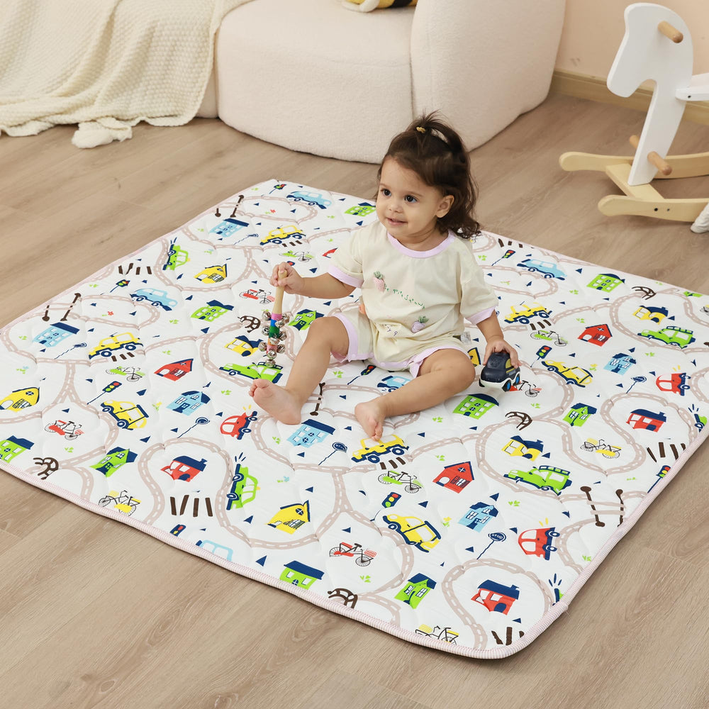 Viviland baby play mat 50 by 50 inches in gray car offers spacious crawling space
