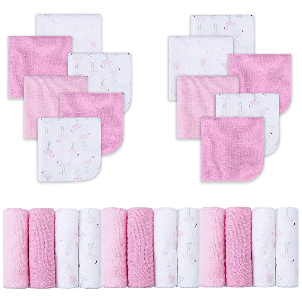 Viviland baby washcloths with flamingos pattern for gentle bath time