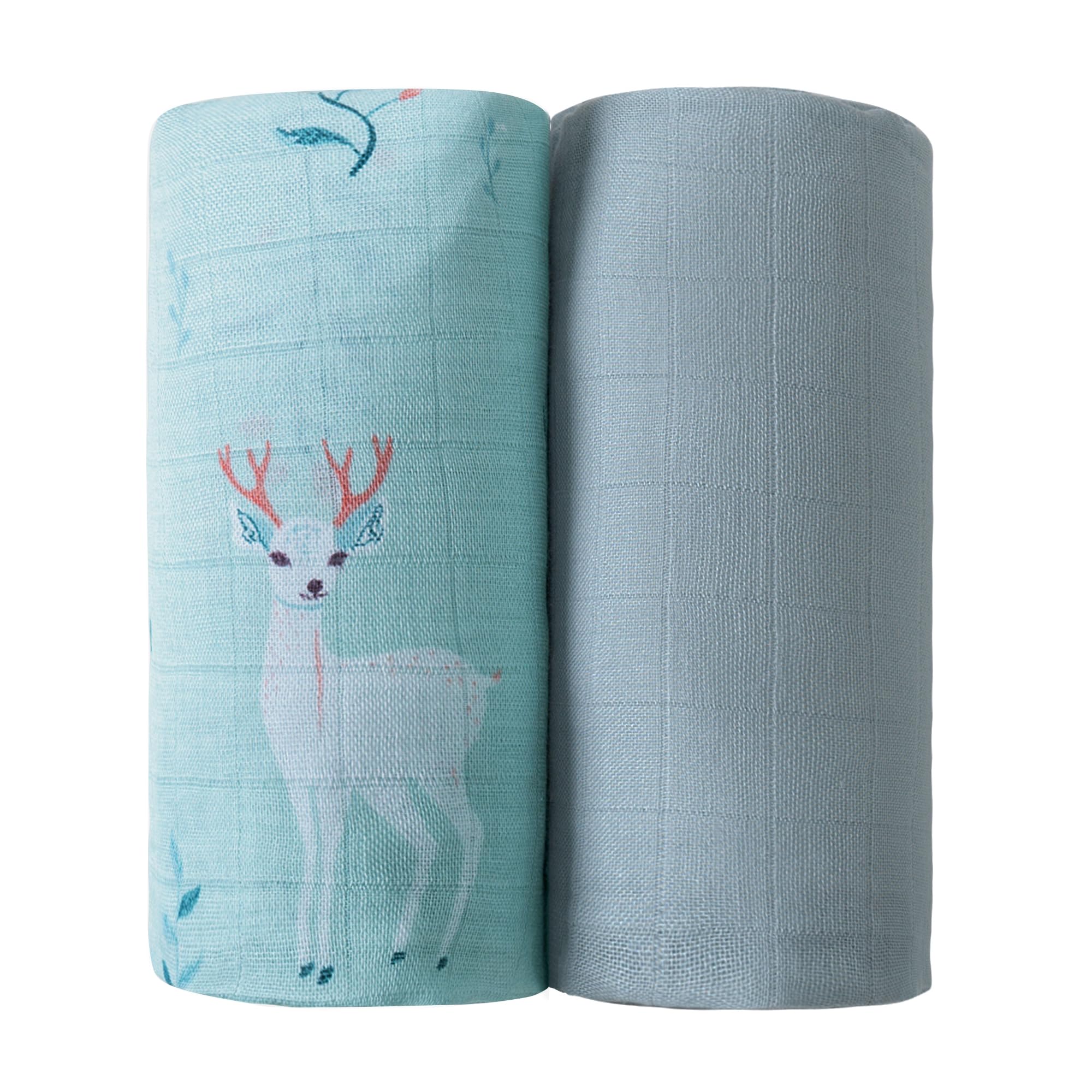 Viviland deer swaddle blanket folded shows softness and large wrap ready.