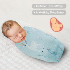 Viviland deer swaddle blanket on baby provides breathable comfort during naps.