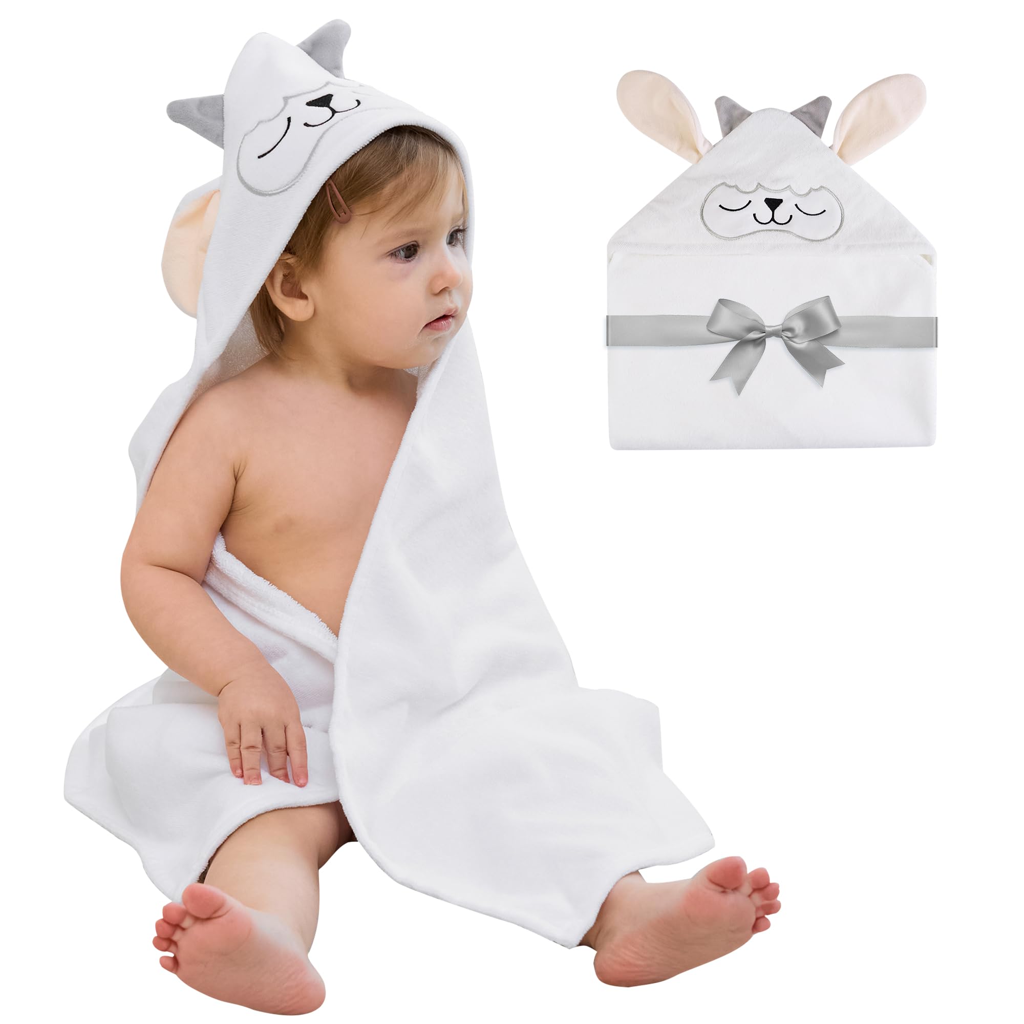Viviland hooded baby towel in soft cotton; gentle post-bath warmth for newborns.