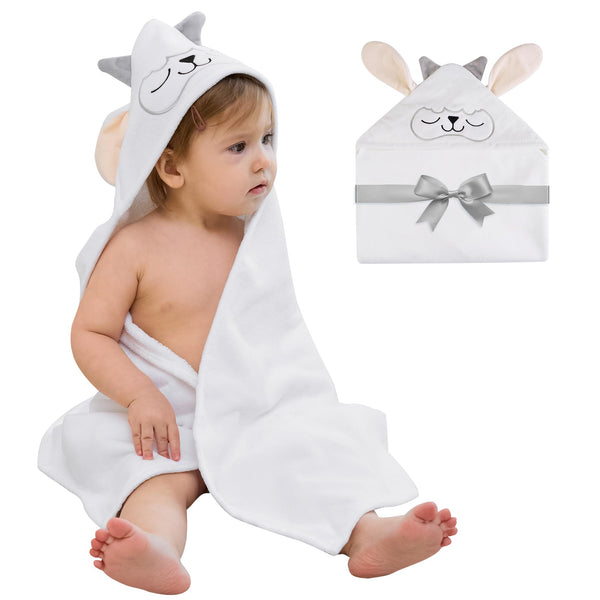 Viviland hooded baby towel in soft cotton; gentle post-bath warmth for newborns.