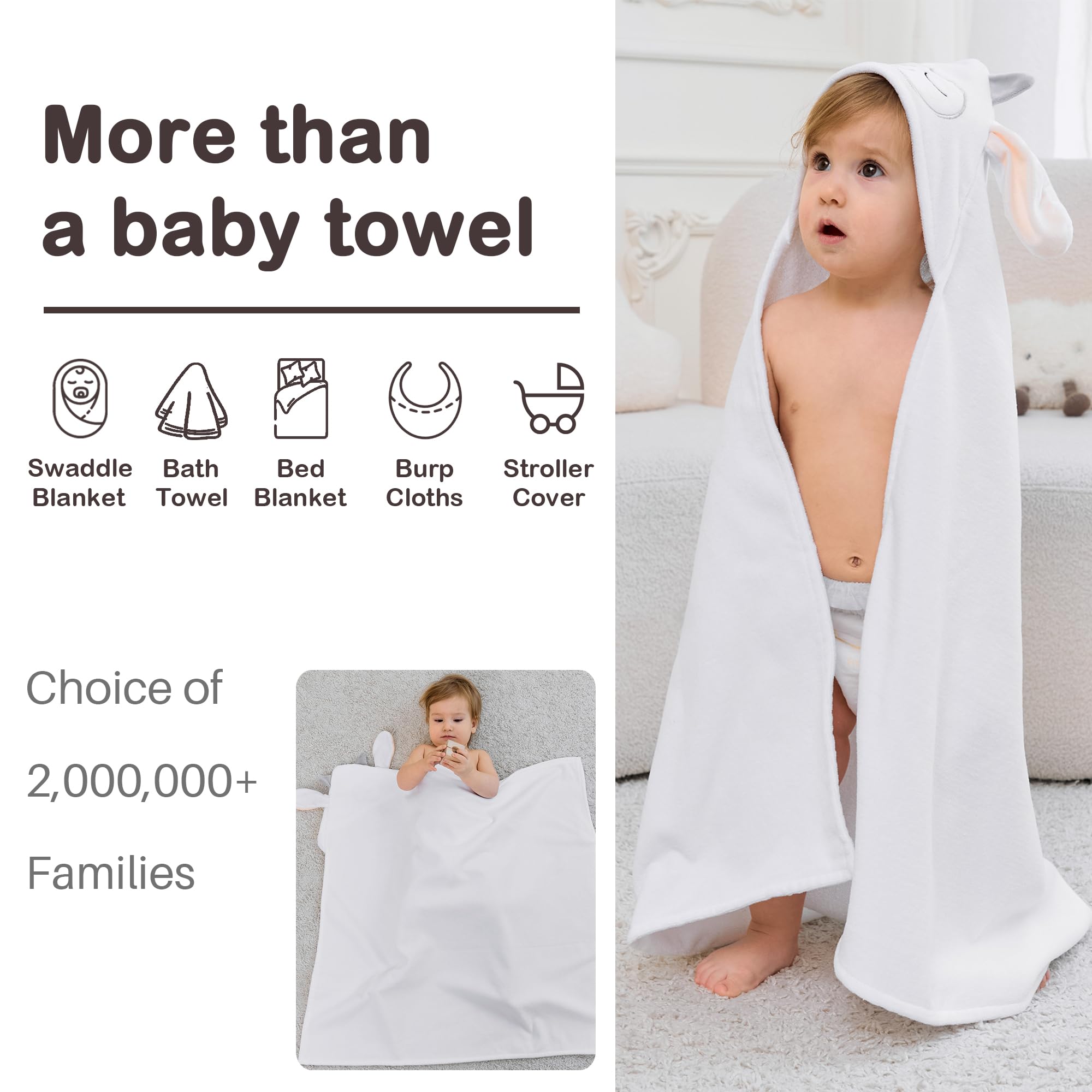 Viviland kids hooded towel; machine-washable convenience for busy parents.