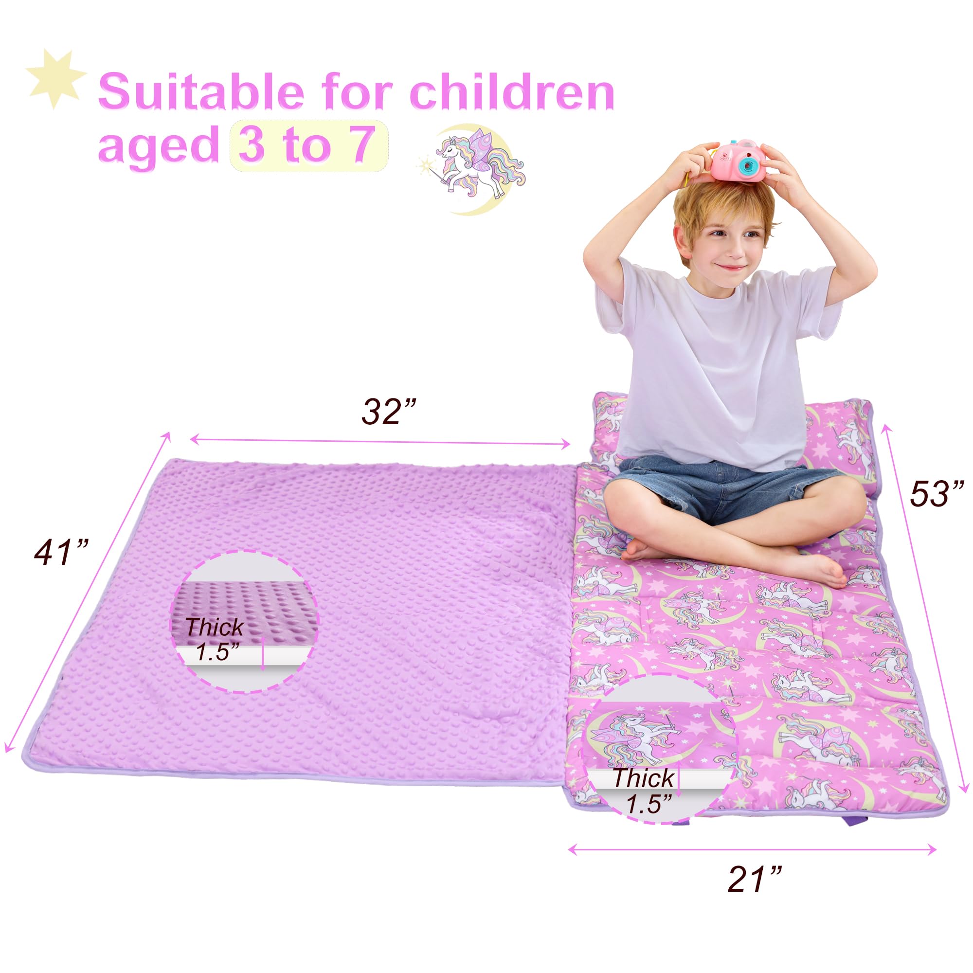 Viviland nap mat back uses warm minky dot fleece for plush rest times