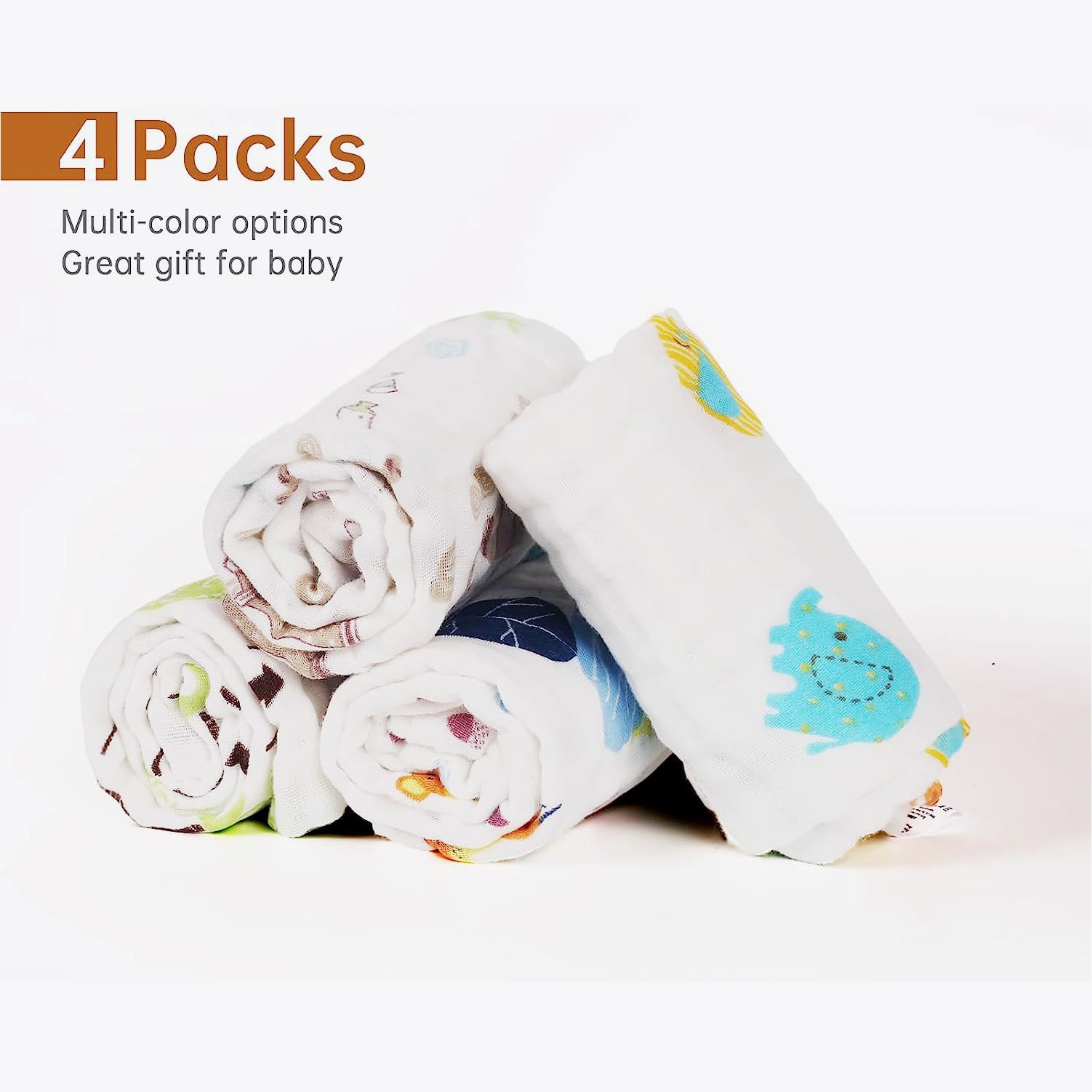 Viviland neutral elephant-pattern towel for gentle, colorful baby care.