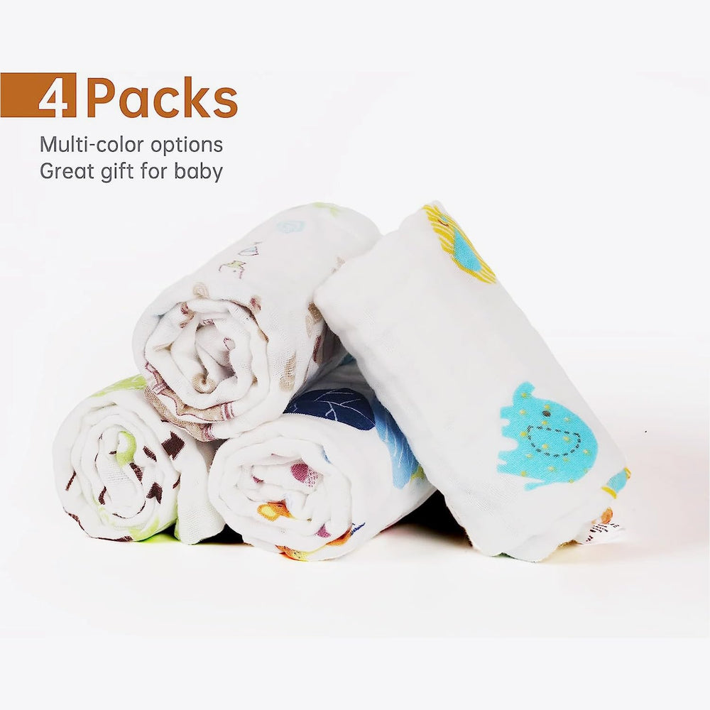 Viviland neutral elephant-pattern towel for gentle, colorful baby care.