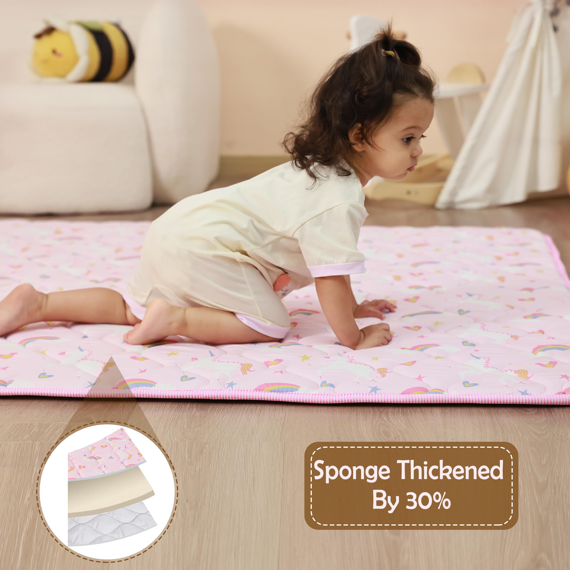 Viviland mat close-up reveals soft, thick cushioning for safe play.
