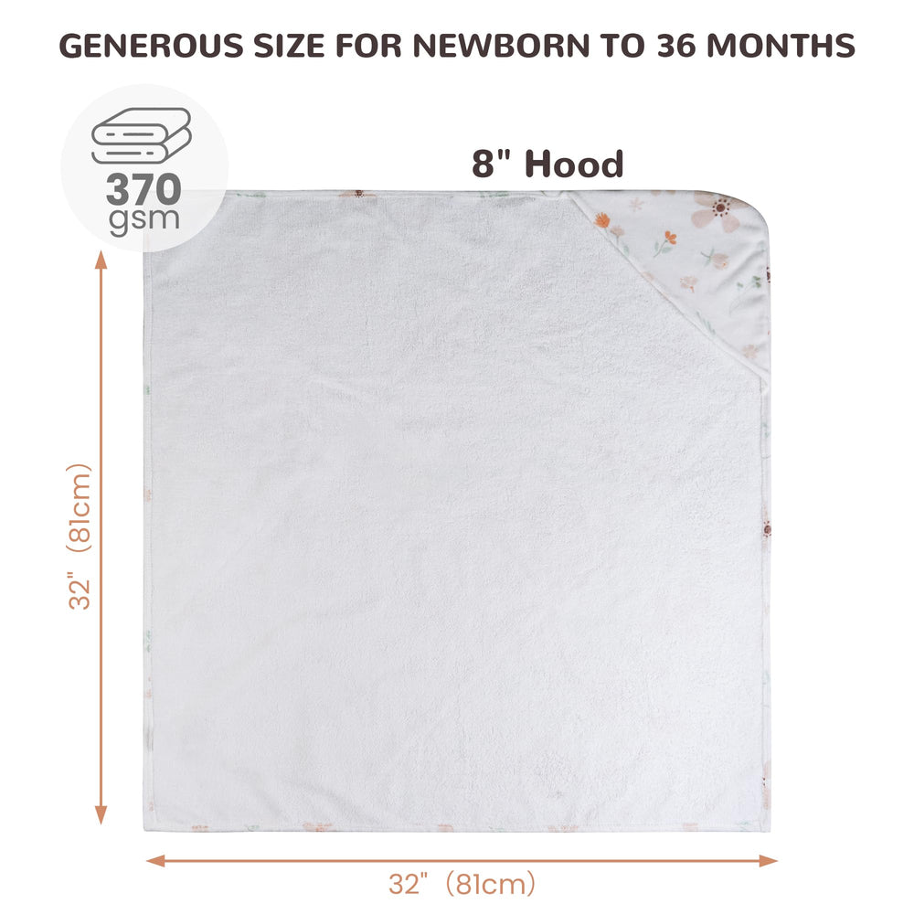 Large 32x21 inch towel suitable for infancy to toddlerhood