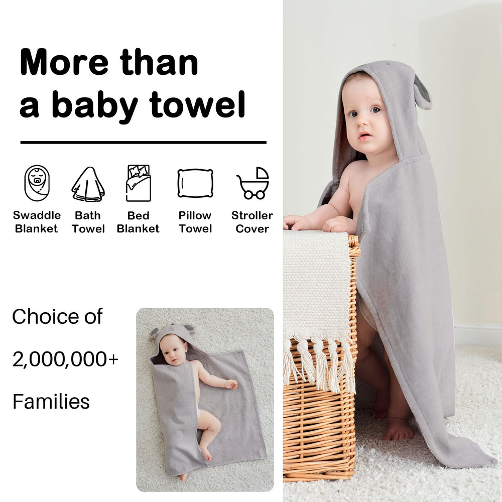 Viviland towel designs showcase blue elephant and koala patterns, family-friendly.