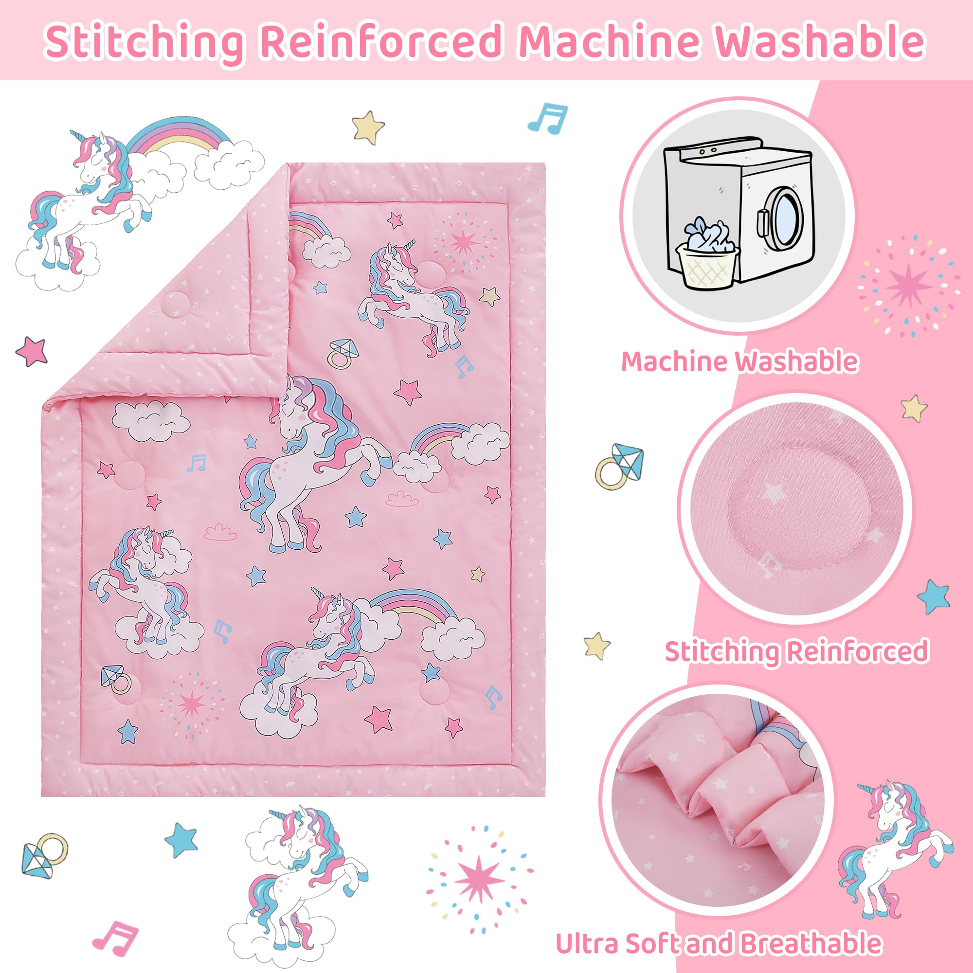 Viviland Unicorn bed skirt adds finished style to the nursery.