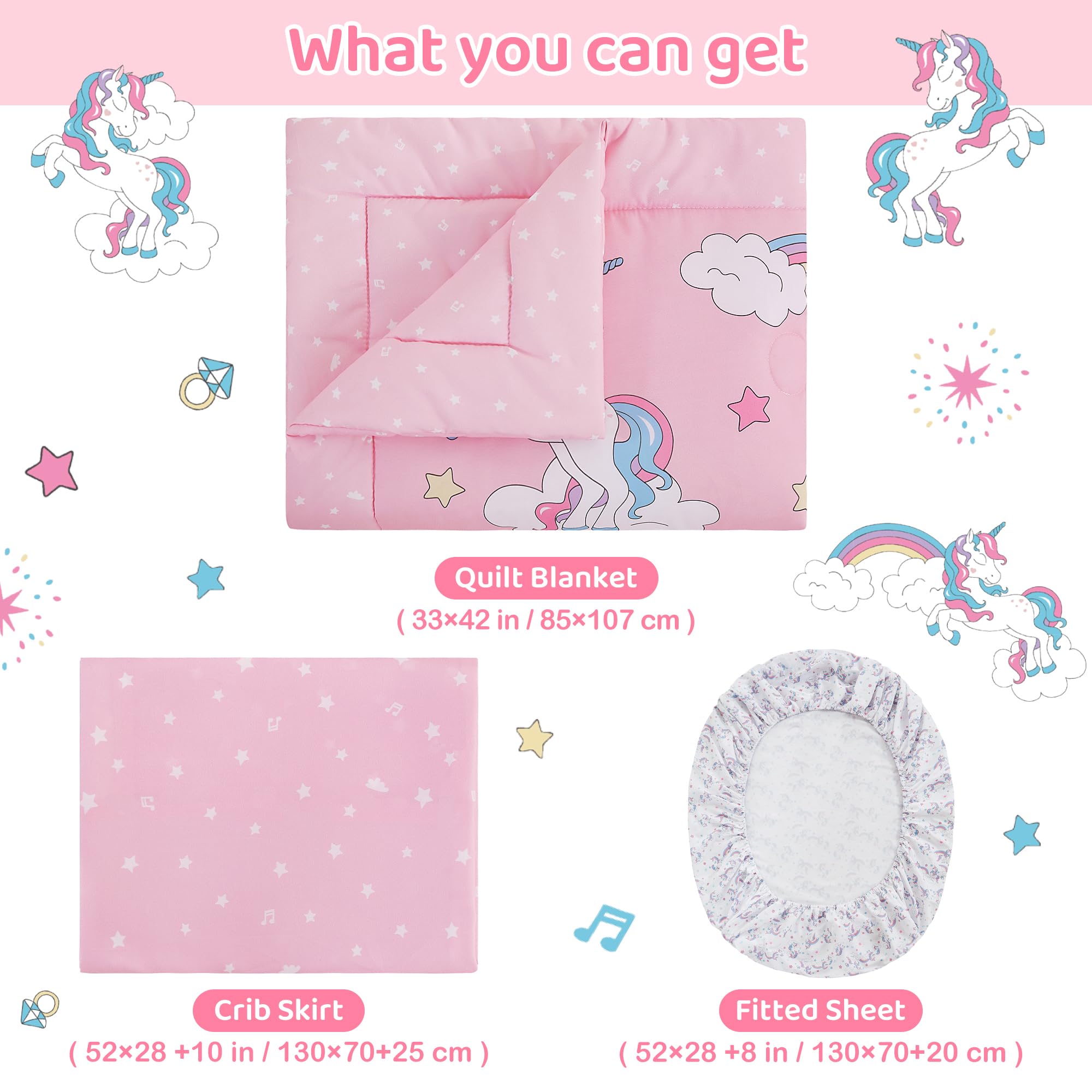 Viviland Unicorn quilt close-up highlights soft, cozy fabric.