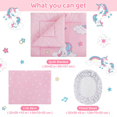 Viviland Unicorn quilt close-up highlights soft, cozy fabric.