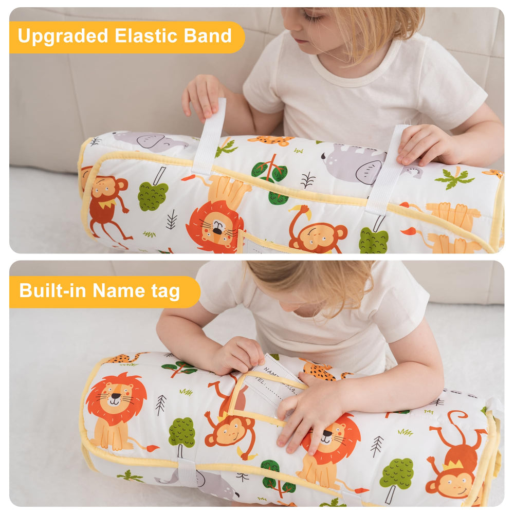 Viviland zoo animal pattern nap mat sparks imaginative play.