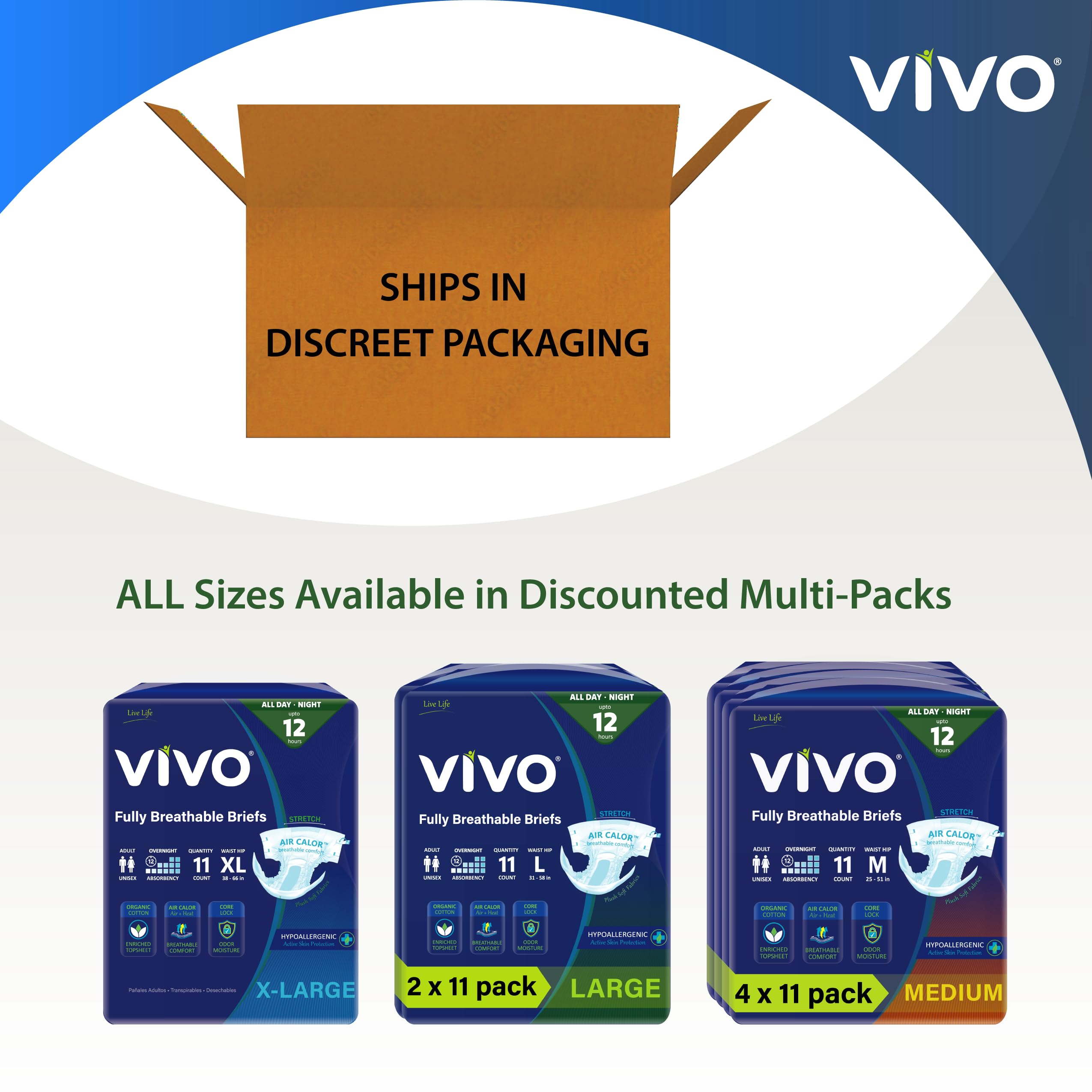 VIVO latex free unscented design reduces irritation for sensitive skin