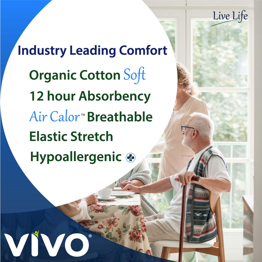 VIVO overnight briefs front view highlighting plush, skin-friendly lining.
