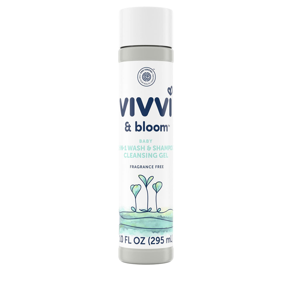 Vivvi & Bloom Gentle 2-in-1 bottle for head-to-toe baby cleansing.