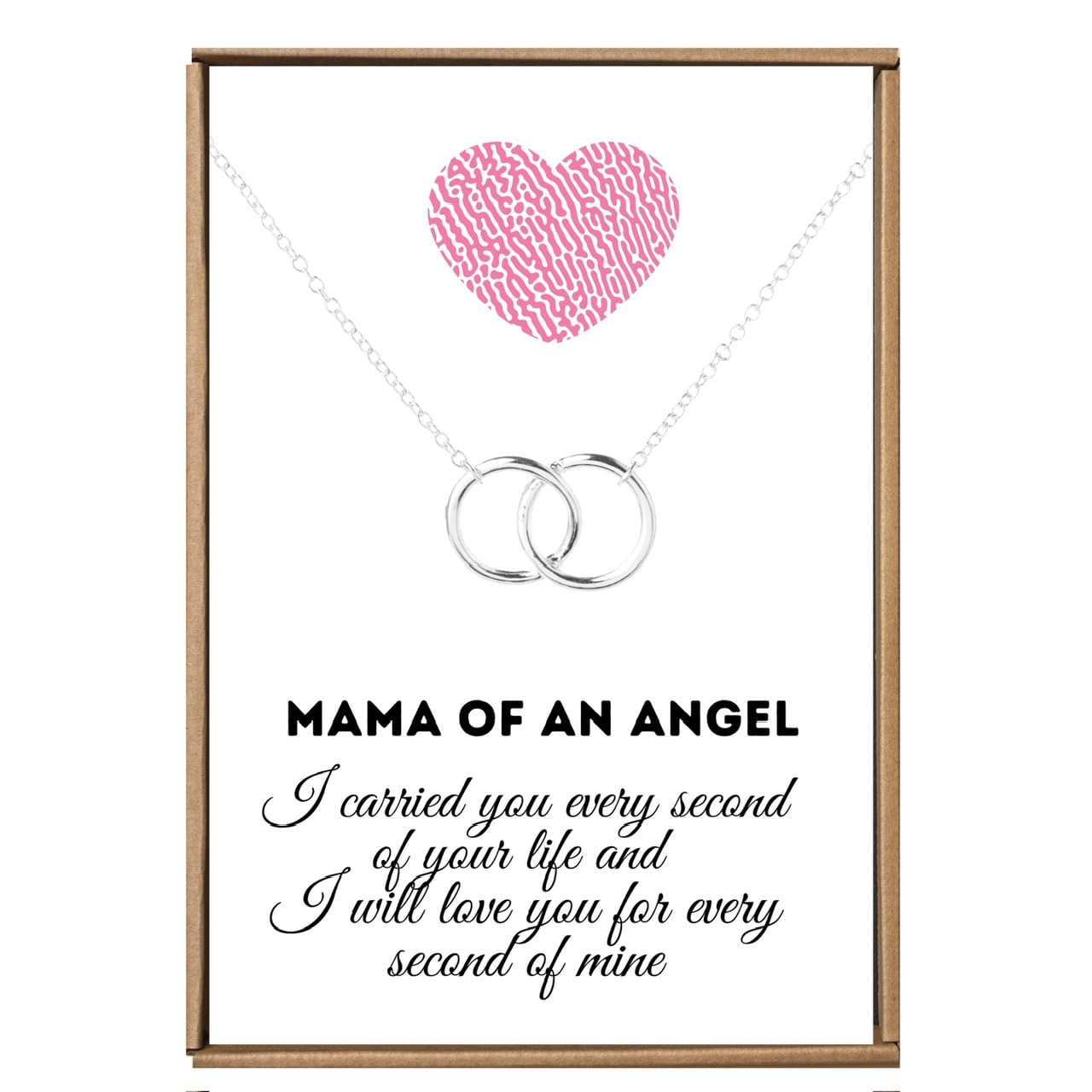 VIY Personal Card miscarriage keepsake necklace close-up pendant for remembrance.